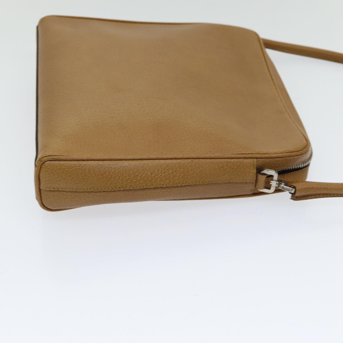 PRADA Shoulder Bag Leather Brown Silver Auth