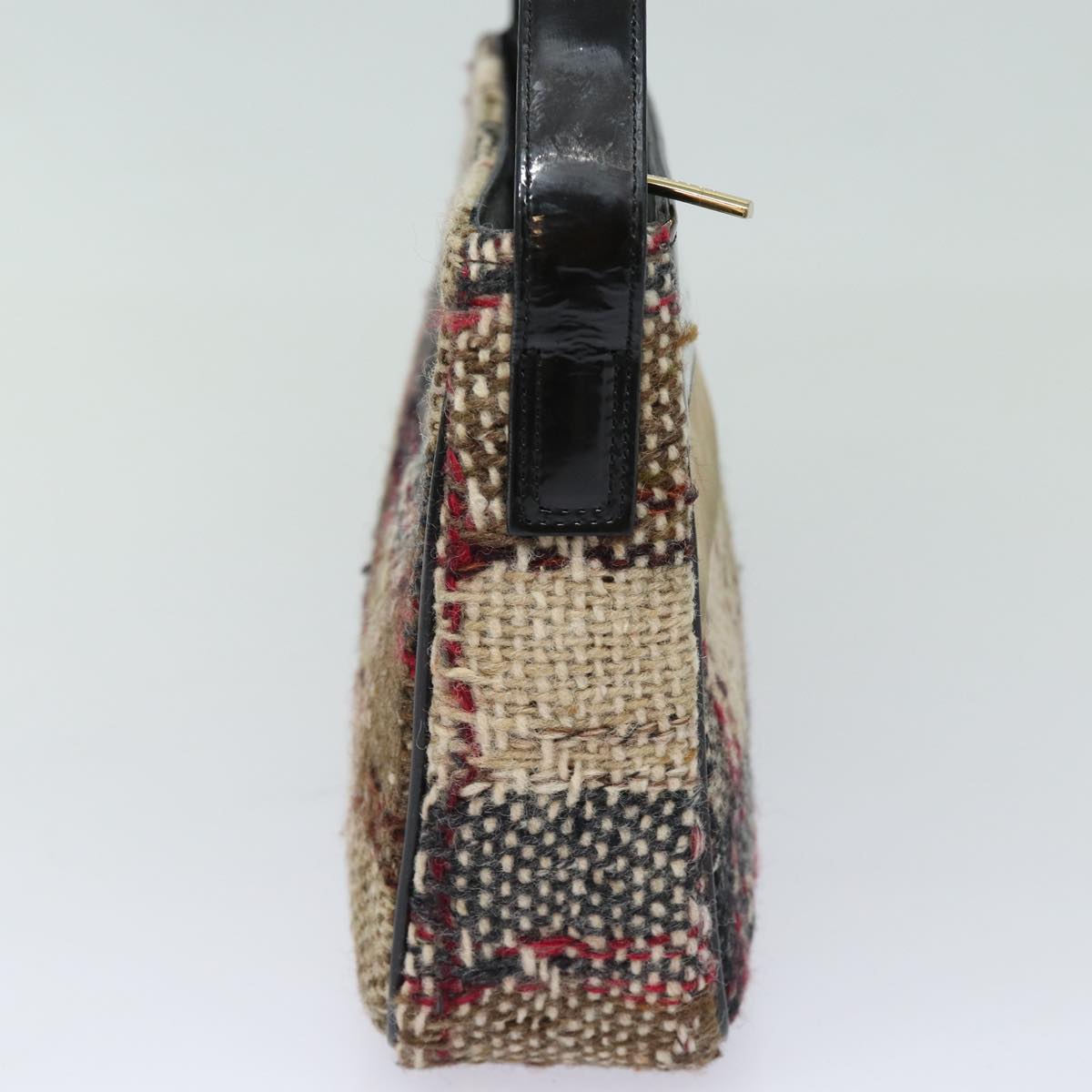 Burberry Nova Check Shoulder Bag Wool Beige Black Auth ep5128