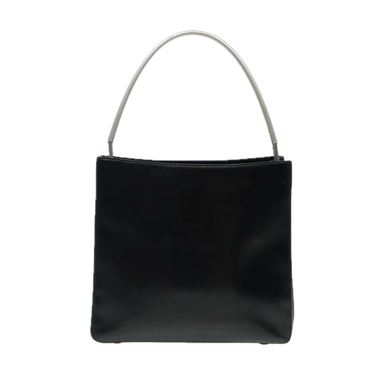 PRADA Shoulder Bag Leather Black Silver Auth