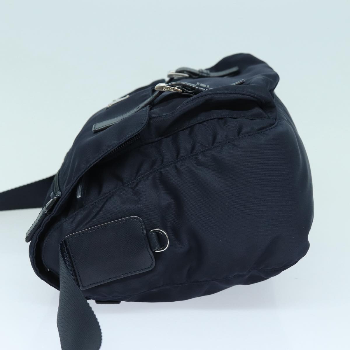 PRADA Shoulder Bag Nylon Navy Silver Auth
