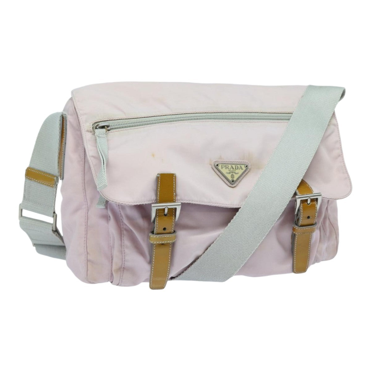 PRADA Shoulder Bag Nylon Pink Silver Auth