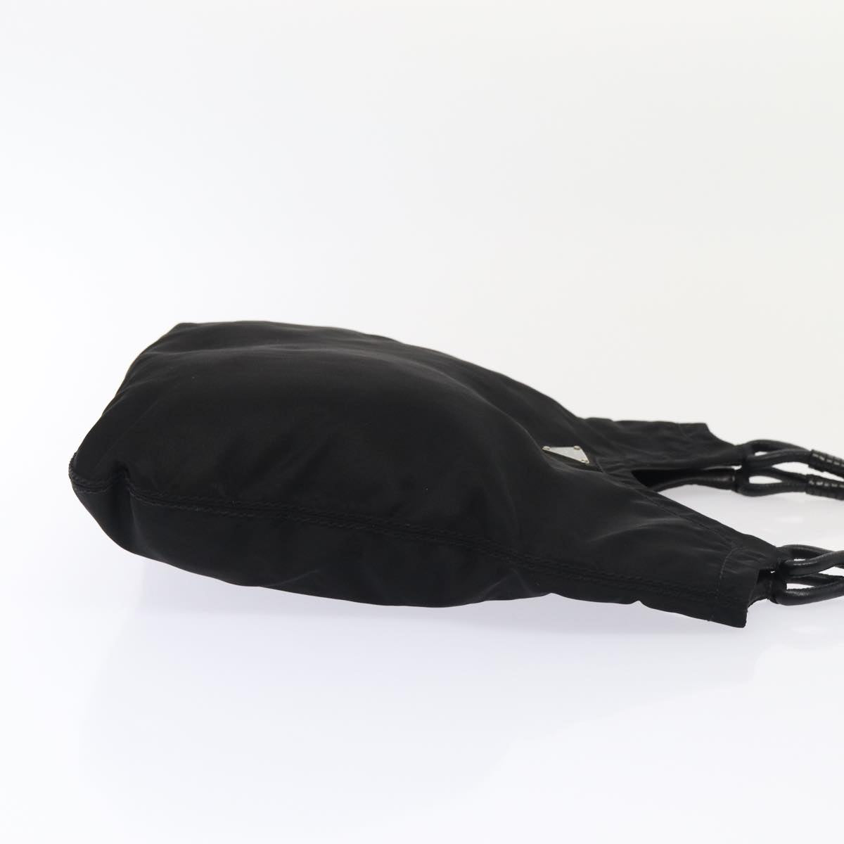 PRADA Hand Bag Nylon Black Silver Auth