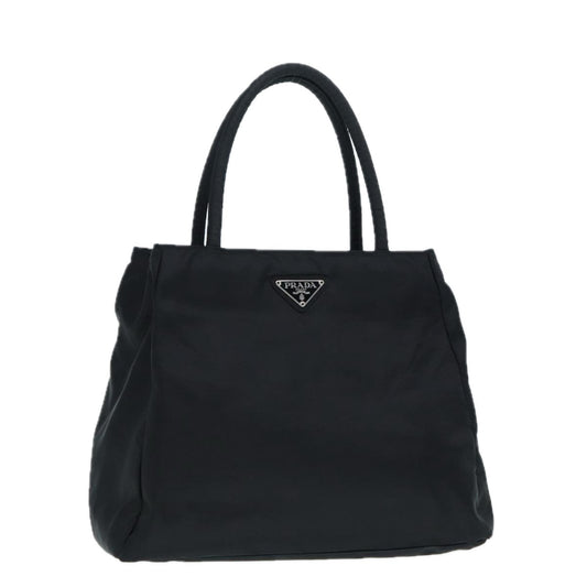 PRADA Tote Bag Nylon Silver Black Auth