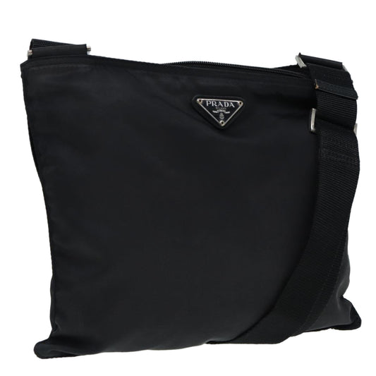 PRADA Shoulder Bag Nylon Black Silver Auth