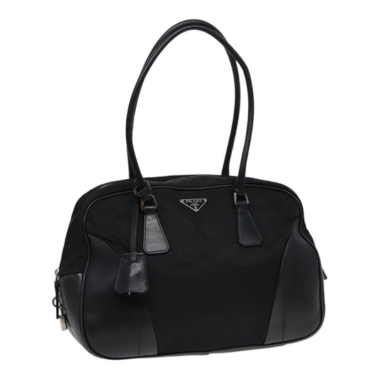 PRADA Shoulder Bag Nylon Black Silver Auth