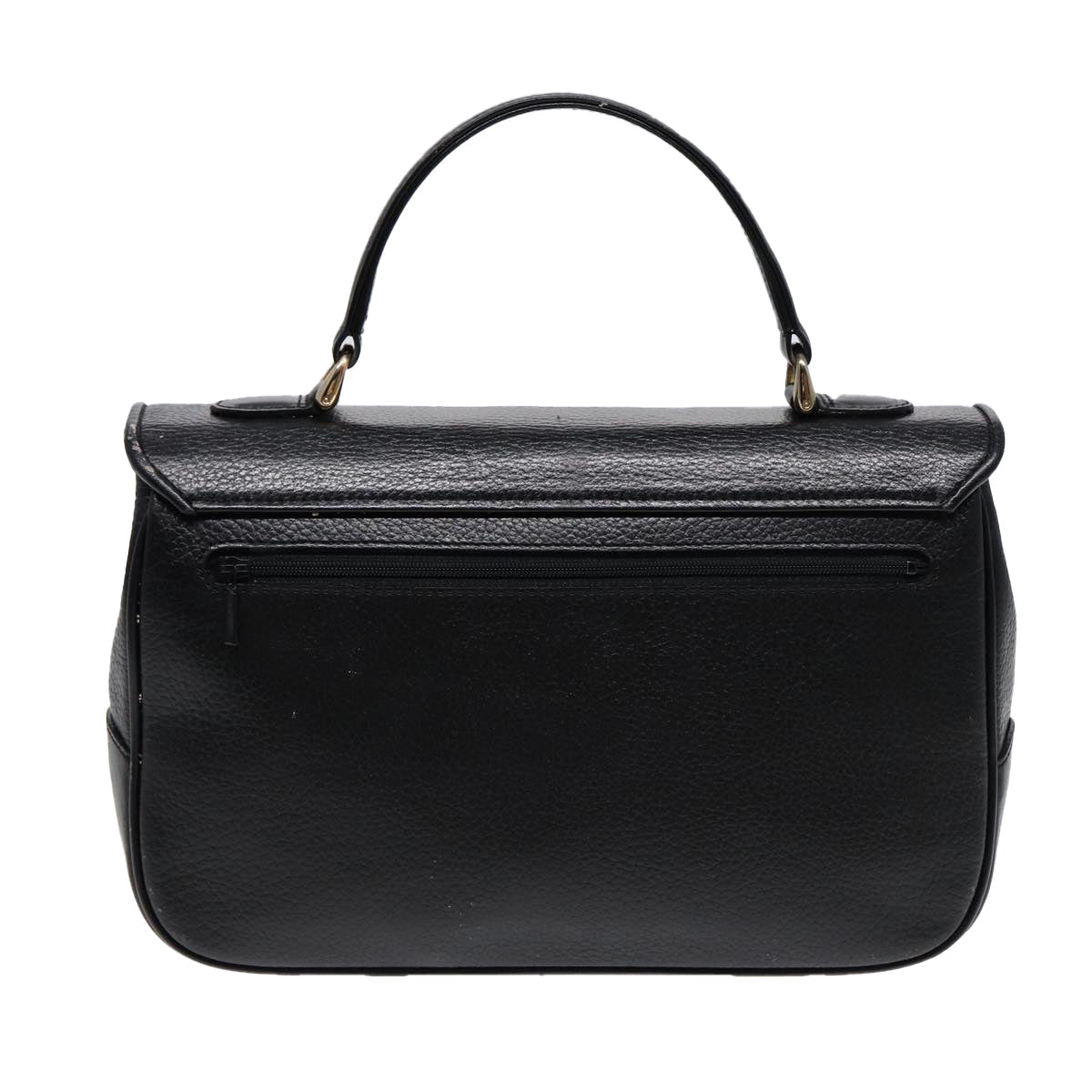 BurberrySs Hand Bag Leather Black Gold Auth ep5473