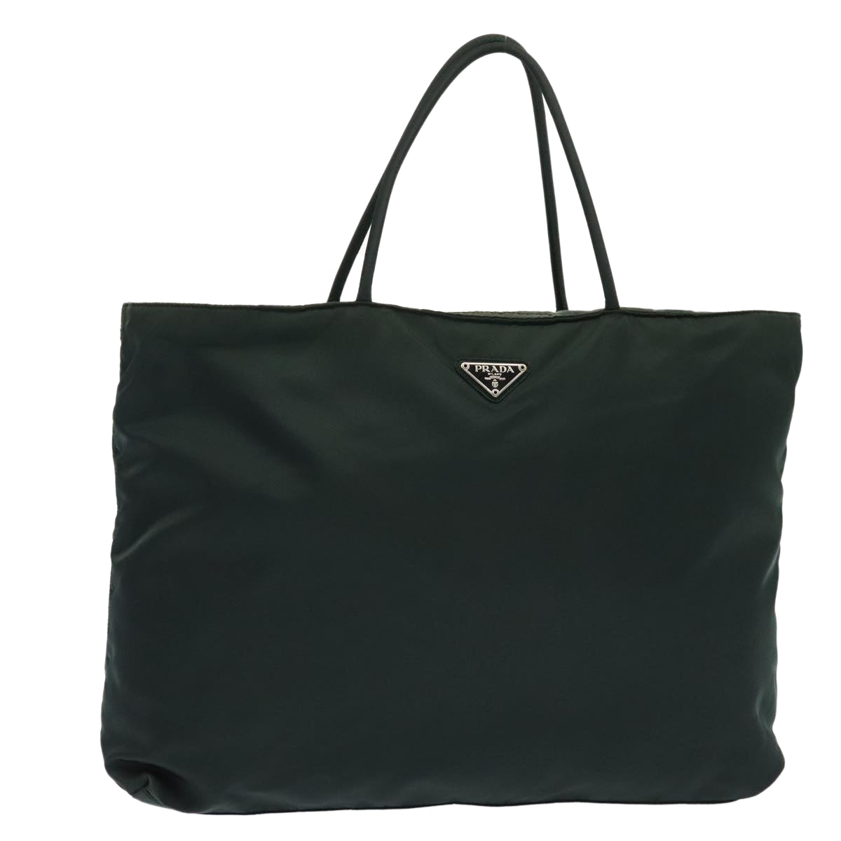 PRADA Tote Bag Nylon Green Silver Auth