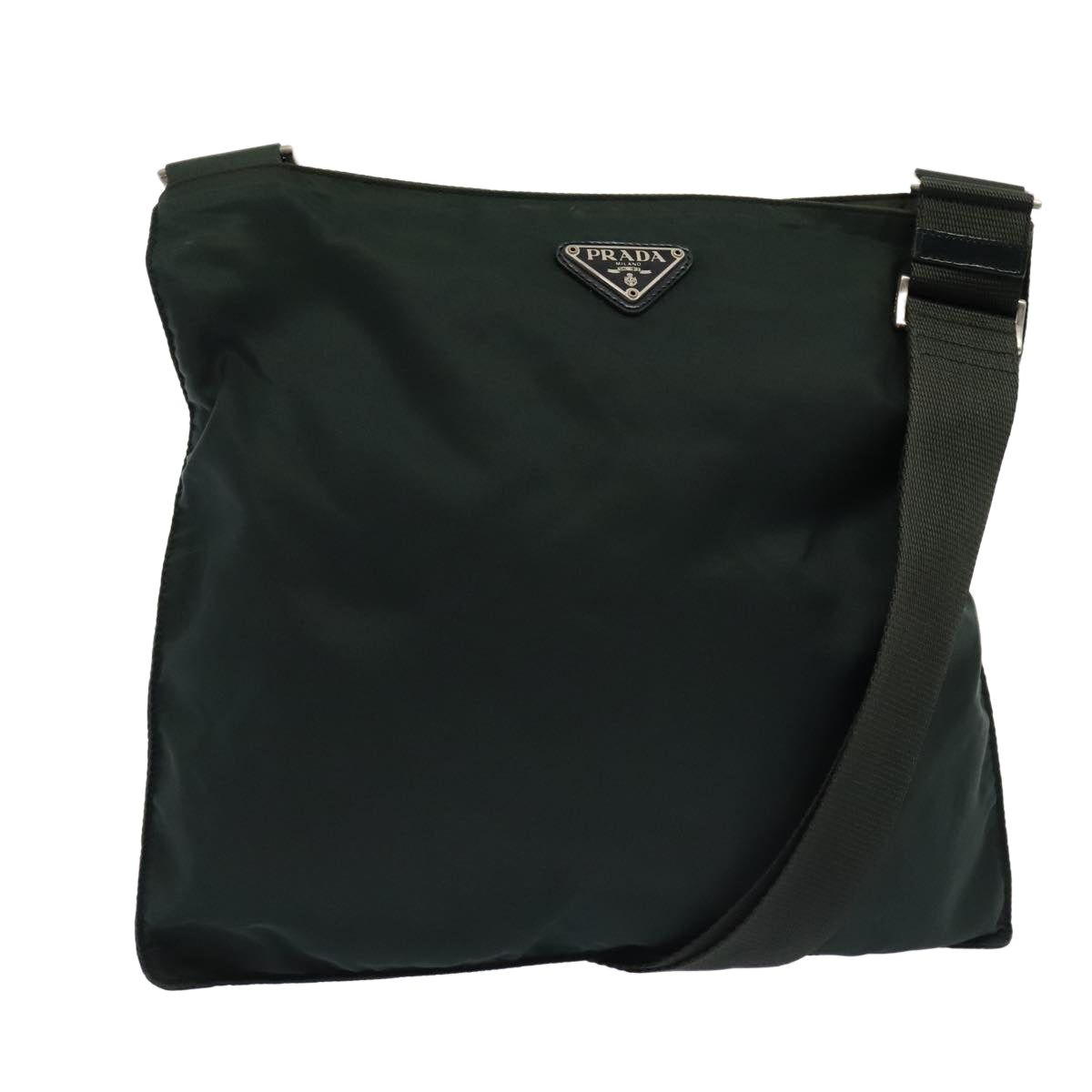 PRADA Shoulder Bag Nylon Green Silver Auth