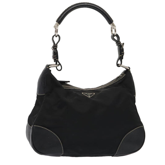 PRADA Shoulder Bag Nylon Black Silver Auth