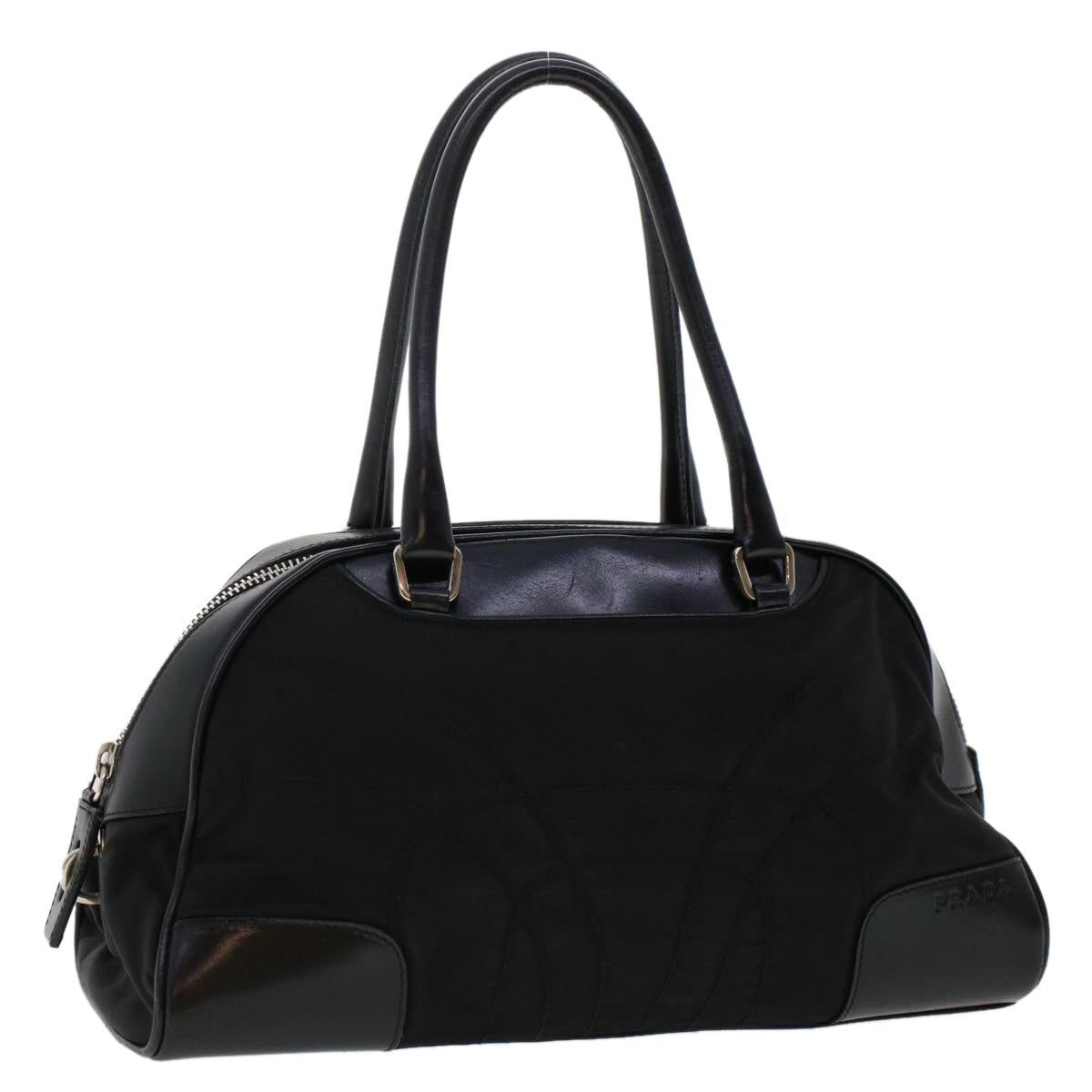 PRADA Shoulder Bag Nylon Leather Black Auth
