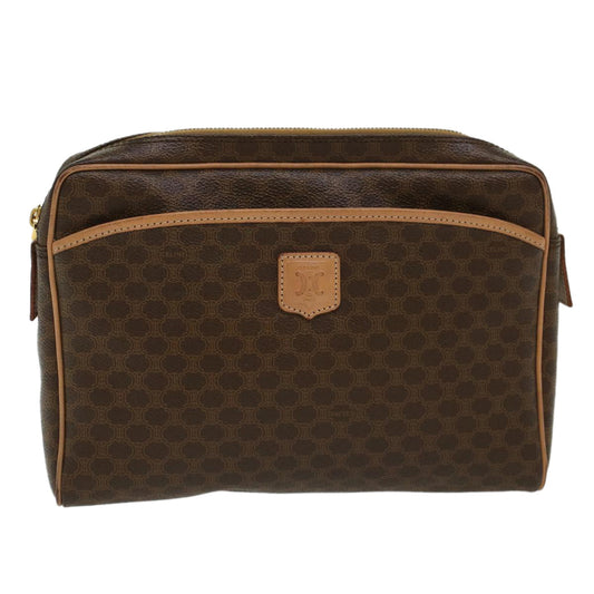 Luxury CELINE Macadam Canvas Clutch Bag PVC Leather Brown ep963