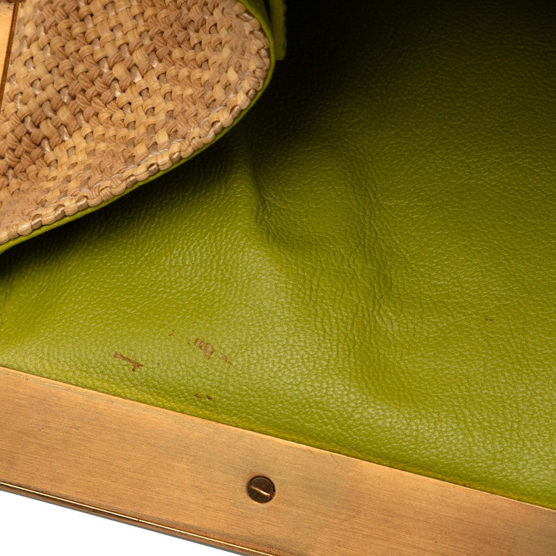 Prada Triangle Logo Plate Straw Shoulder Bag