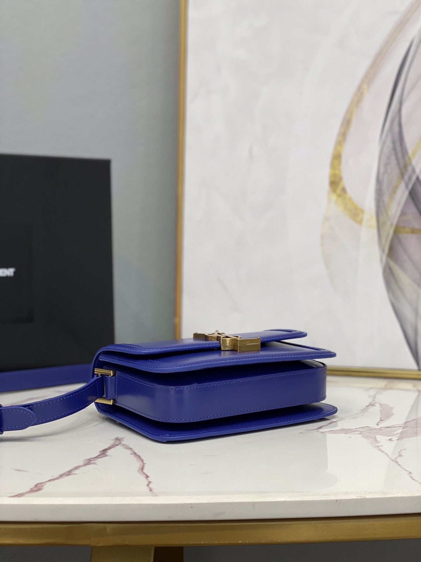 Yves Saint Laurent Solferino Small Satchel In Box Navy Blue