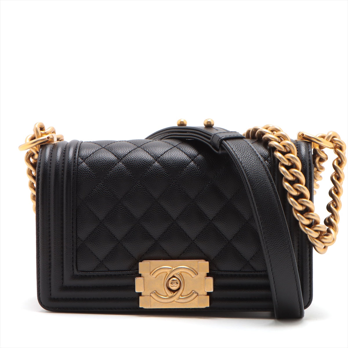 Chanel Boy Chanel 20 Small Caviar S Chain Shoulder Bag Black G A67085