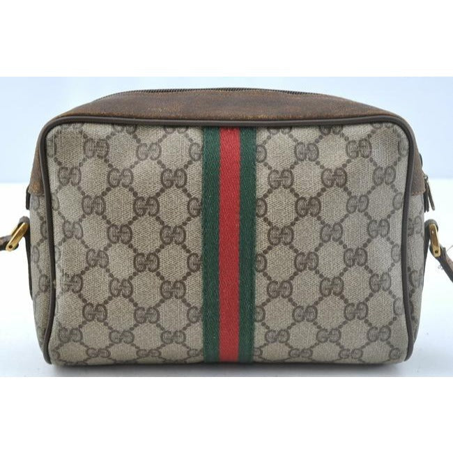 Gucci Ophidia Guccissima Print Brown Gred And Green Stripe Coated Canvas And Leather Shoulde
