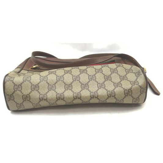 Gucci Ophidia Shoulder W Guccissima Canvasleather Redgreen Brown Printredgreen Stripe Coated Canvas