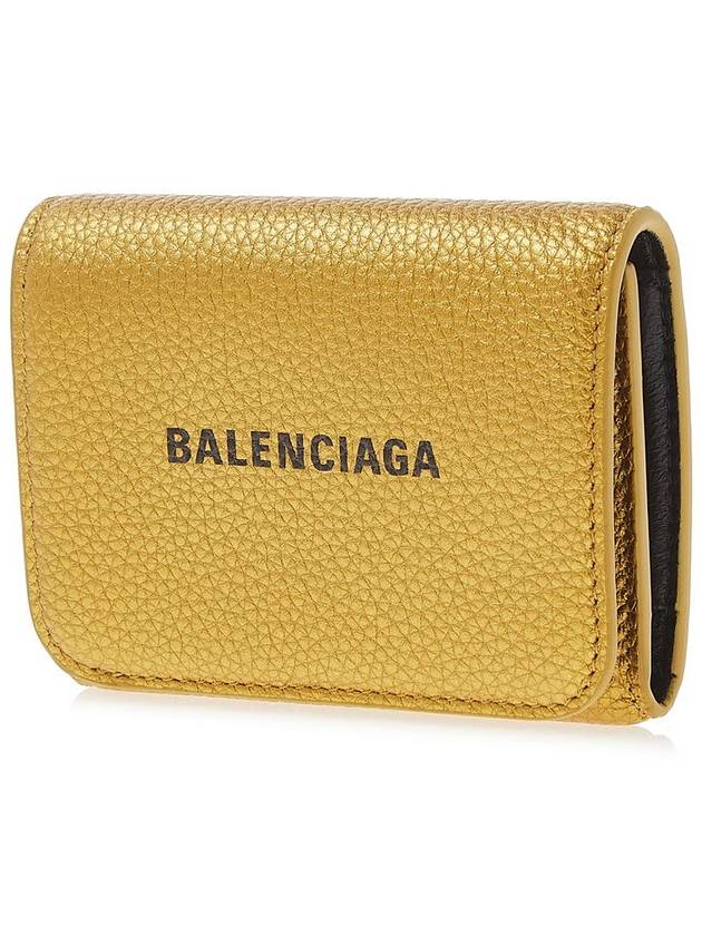 Luxury Balenciaga Trending 2025 Logo Print Tri-Fold Half Wallet Gold