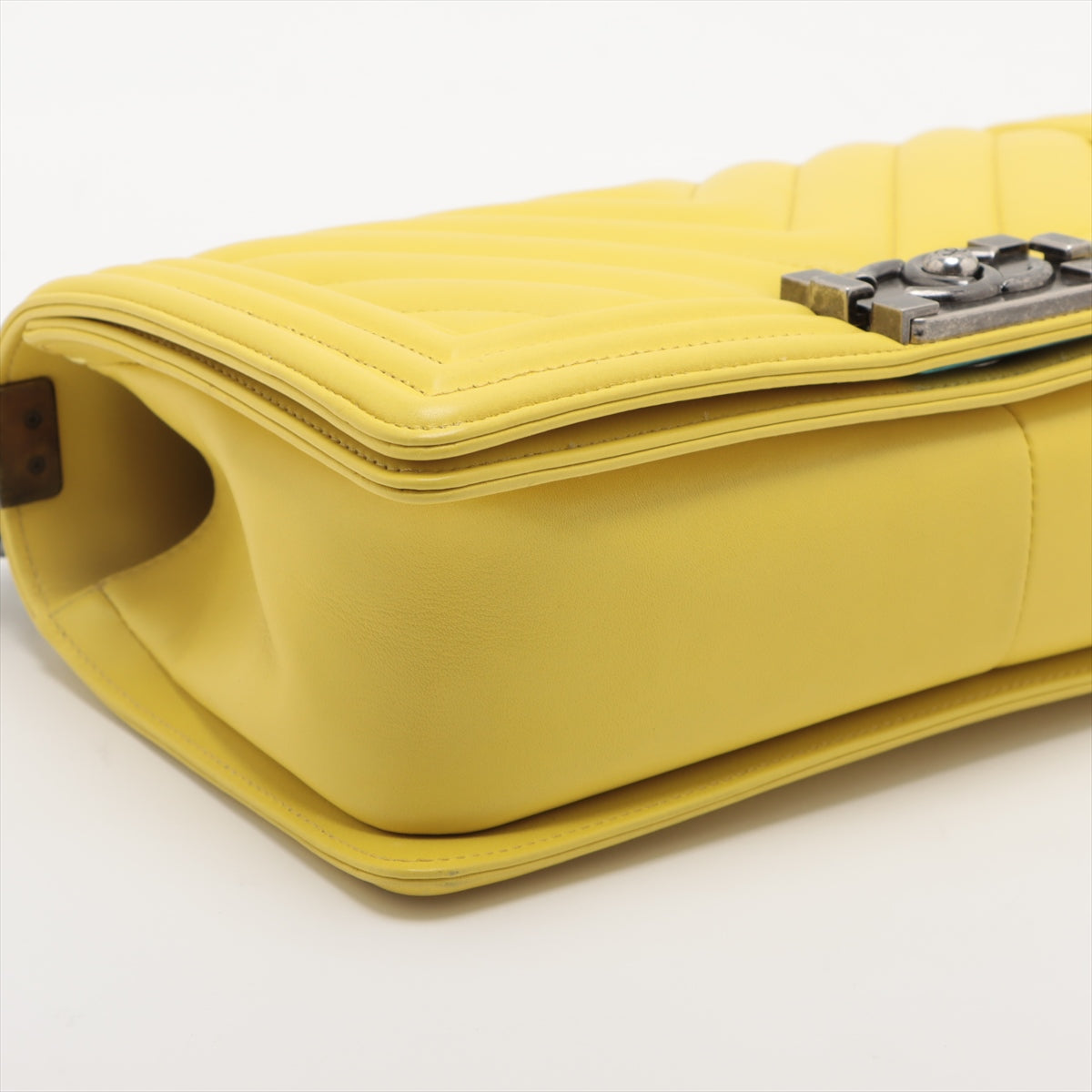 Chanel Boy Chanel 25 Chain Shoulder Bag V Stitch Yellow Silver