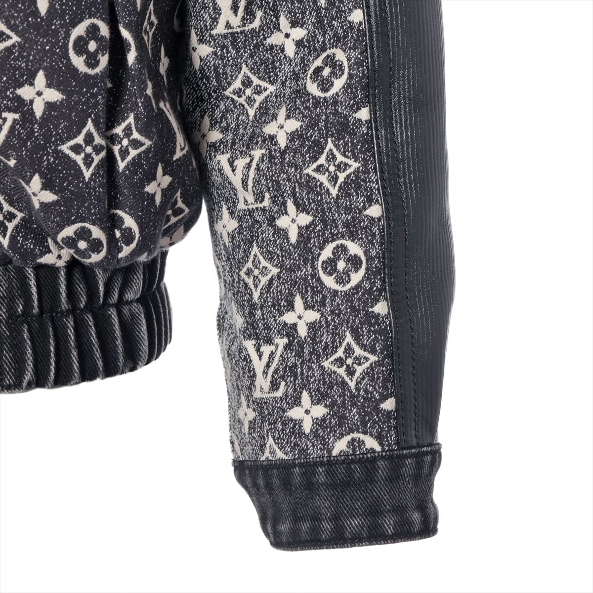Louis Vuitton 23SS Cotton X Leather Denim Jacket 34 Black RW231A Monogram FOJA68KJ2