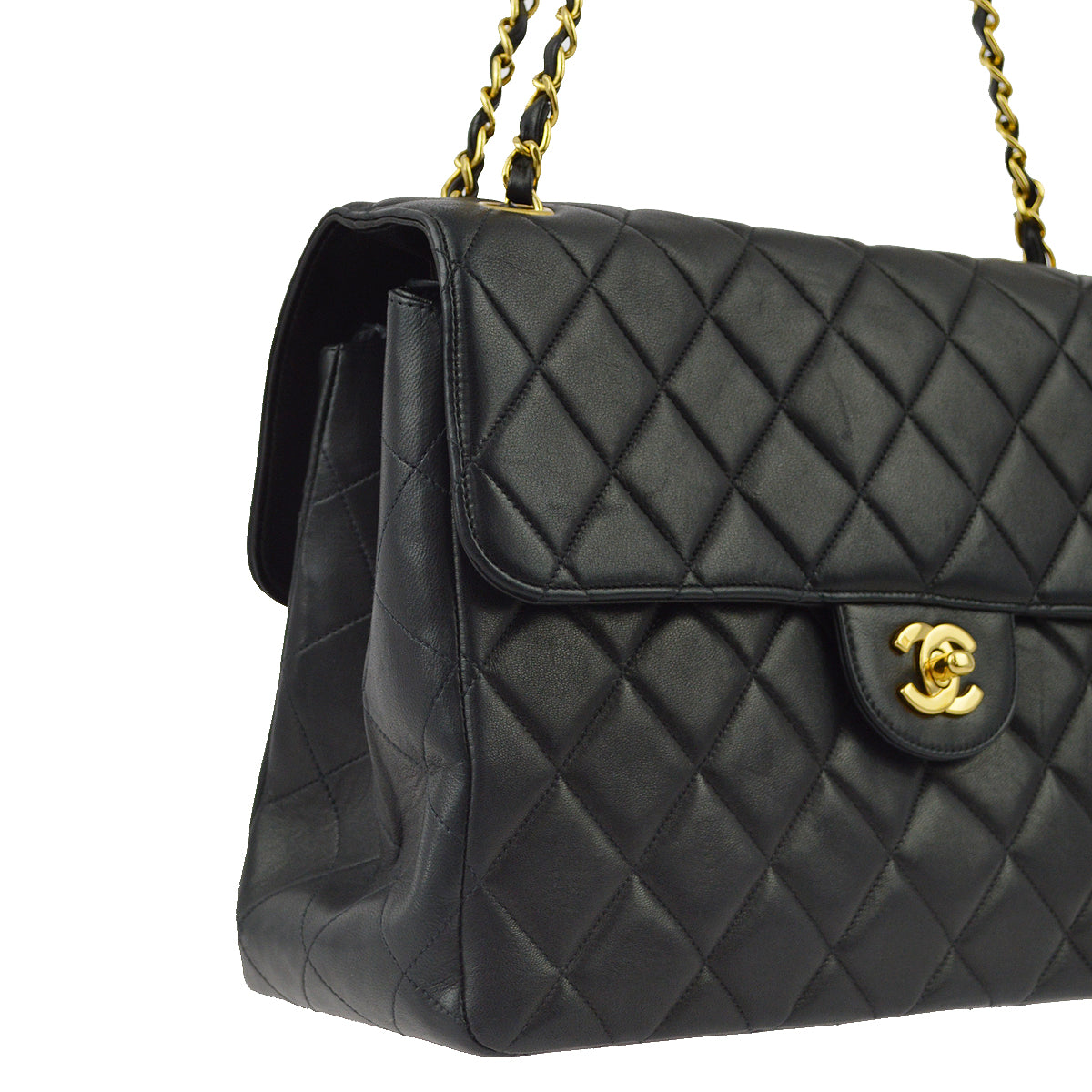Chanel Black Lambskin jumbo Double Sided Classic Flap Bag
