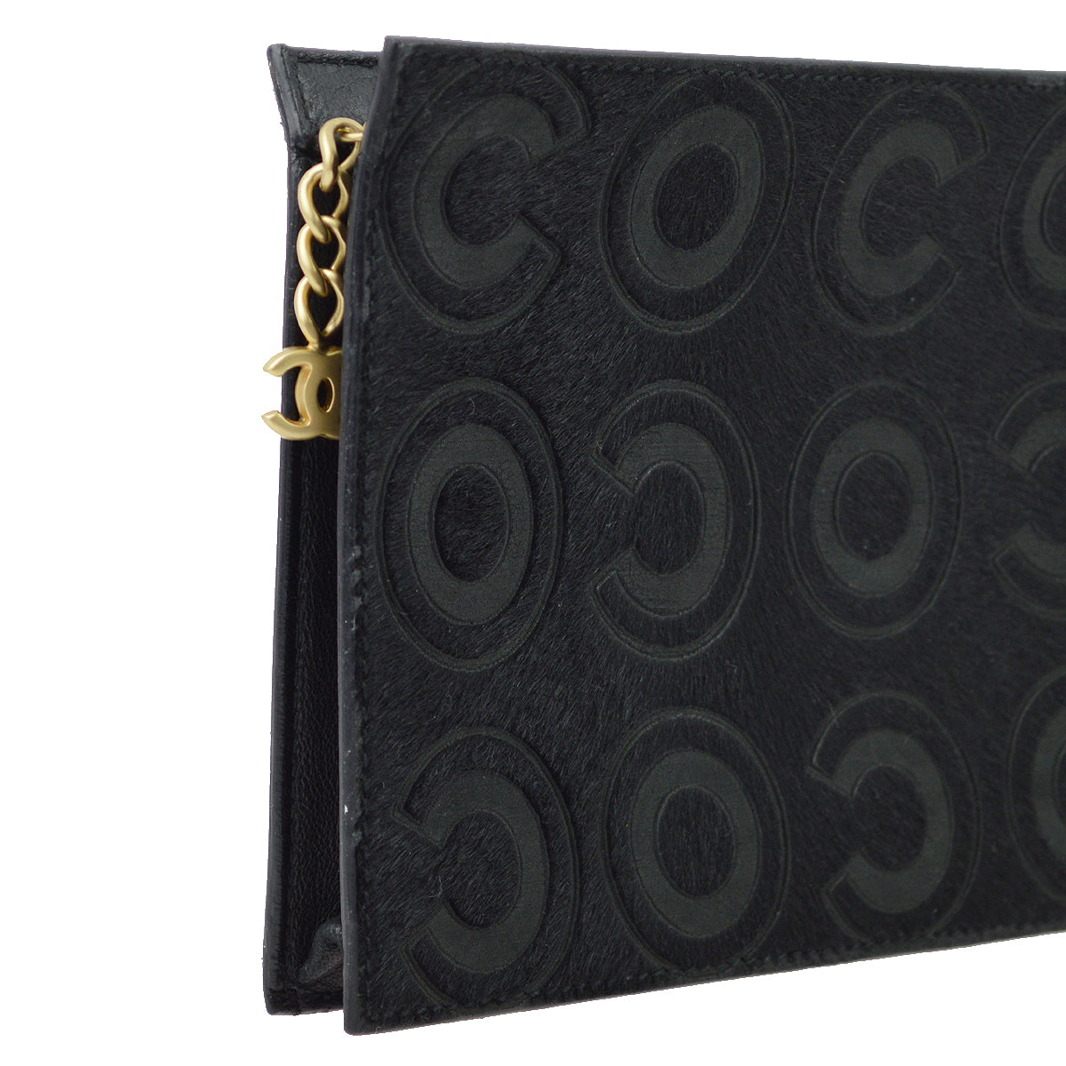 Chanel Black Pony Hair COCO Pouch Bag