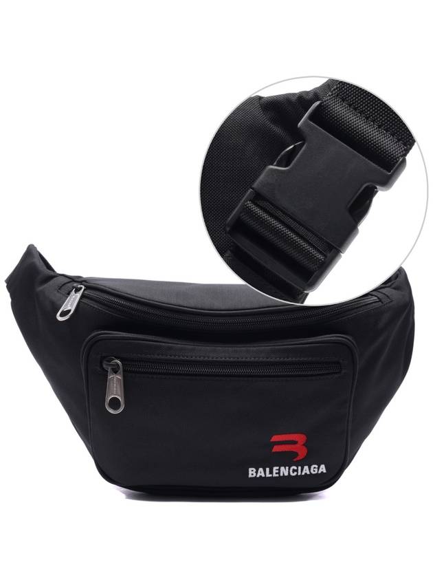 Luxury Balenciaga Trending 2026 Explorer Logo Canvas Belt Bag Black