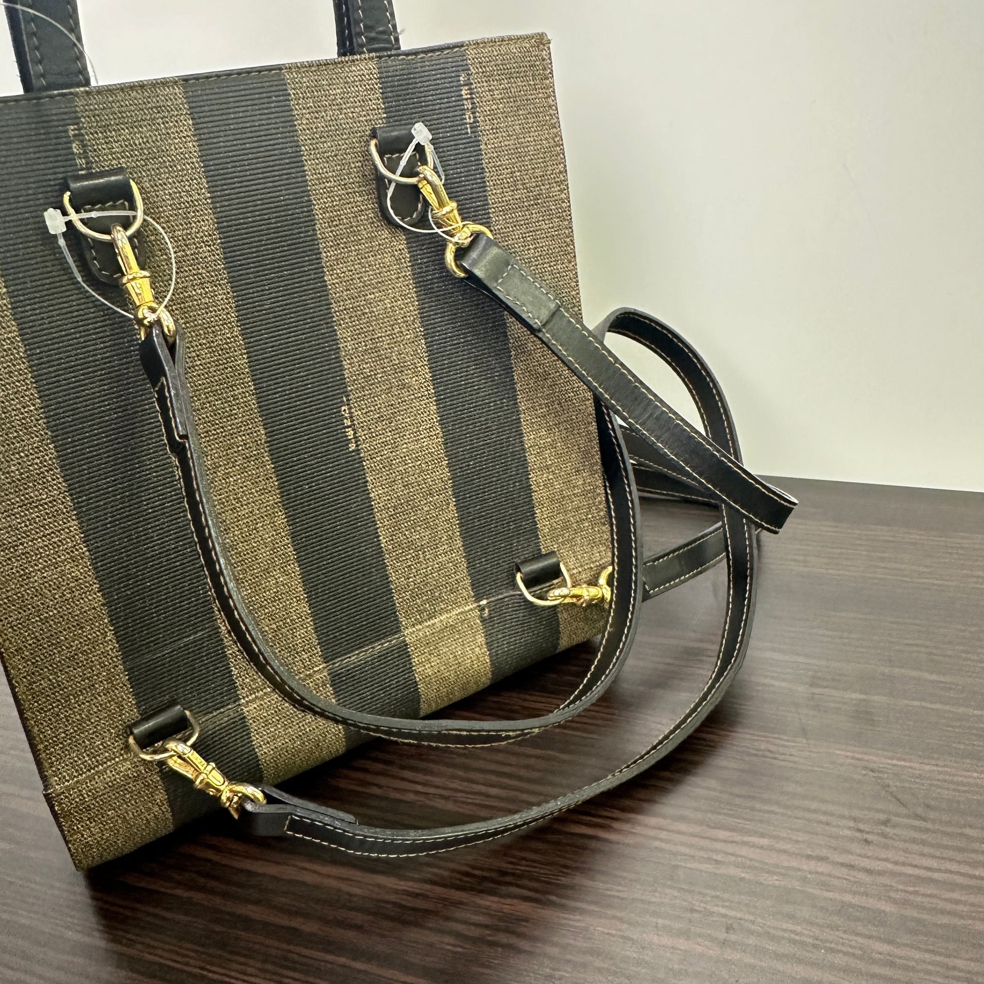 Fendi Tote Bag: Striped Canvas with Embossed Logo LB125427
