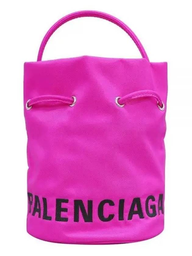 Luxury Balenciaga Trending 2026 Logo Drawstring Bucket Bag Pink