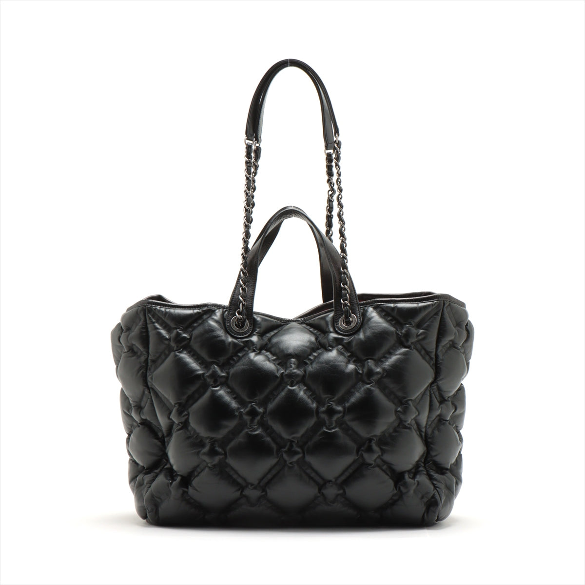 Chanel Bubble Kilt Leather Chain Top Bag Black Gummetal Gold 23rd