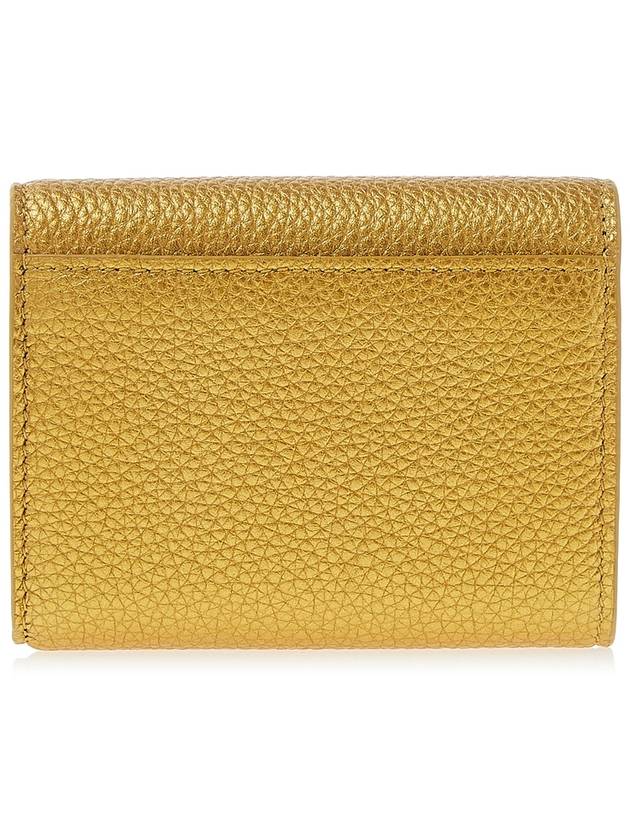 Luxury Balenciaga Trending 2025 Logo Print Tri-Fold Half Wallet Gold