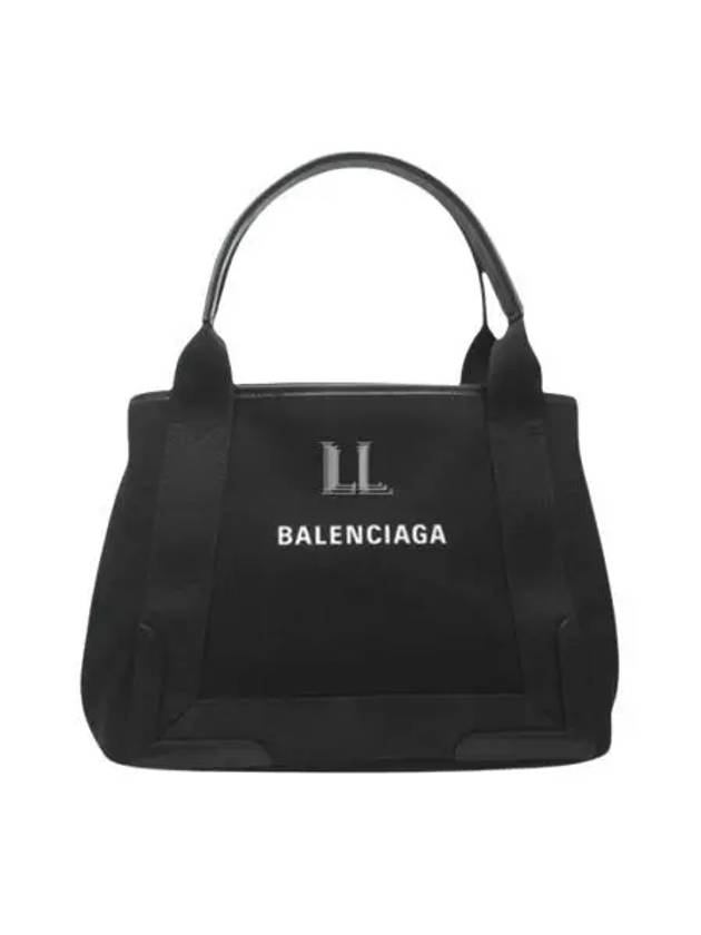 Luxury Balenciaga Trending 2026 Cabas Logo Canvas Small Tote Bag Black