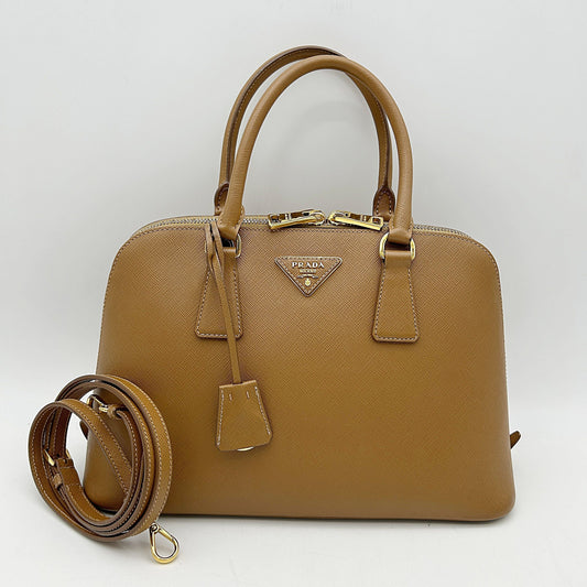 PRADA Saffiano Lux Medium Promenade Tote Caramel LA11399