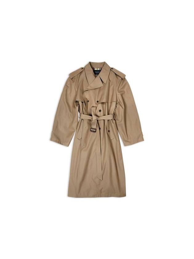 Luxury Balenciaga Trending 2026 Women's Oversized Shoulder Tab Trench Coat Beige