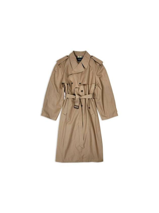 Luxury Balenciaga Trending 2026 Women's Oversized Shoulder Tab Trench Coat Beige