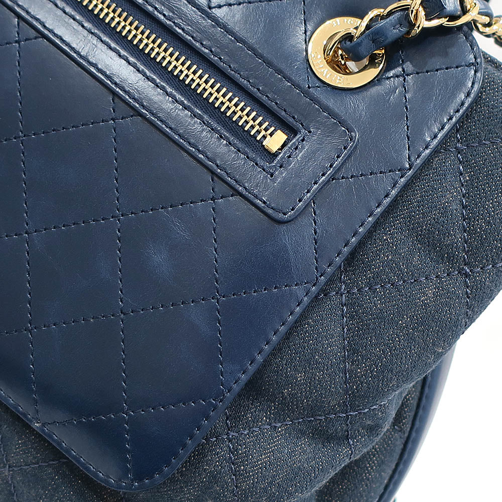 CHANEL Bag Matrasse A93559 Denim/Leather Blue G CC Mark 2WAY Hand/Chain Shoulder Woman 23rd /8-digit Certificate Box