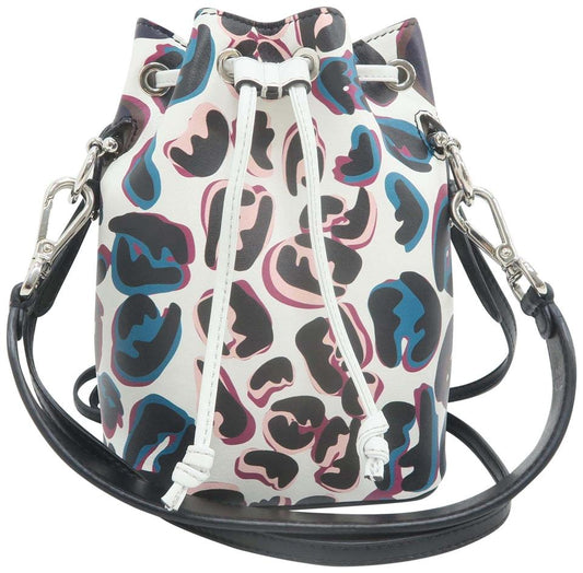 Fendi Bucket Leopard-print Multicolor Calfskin Shoulder Bag