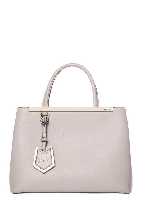 Fendi Small 2jours Textured Gray Leather Satchel