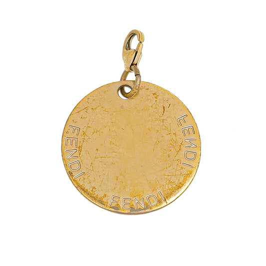 Fendi Gold Tone B Crystal Pendant