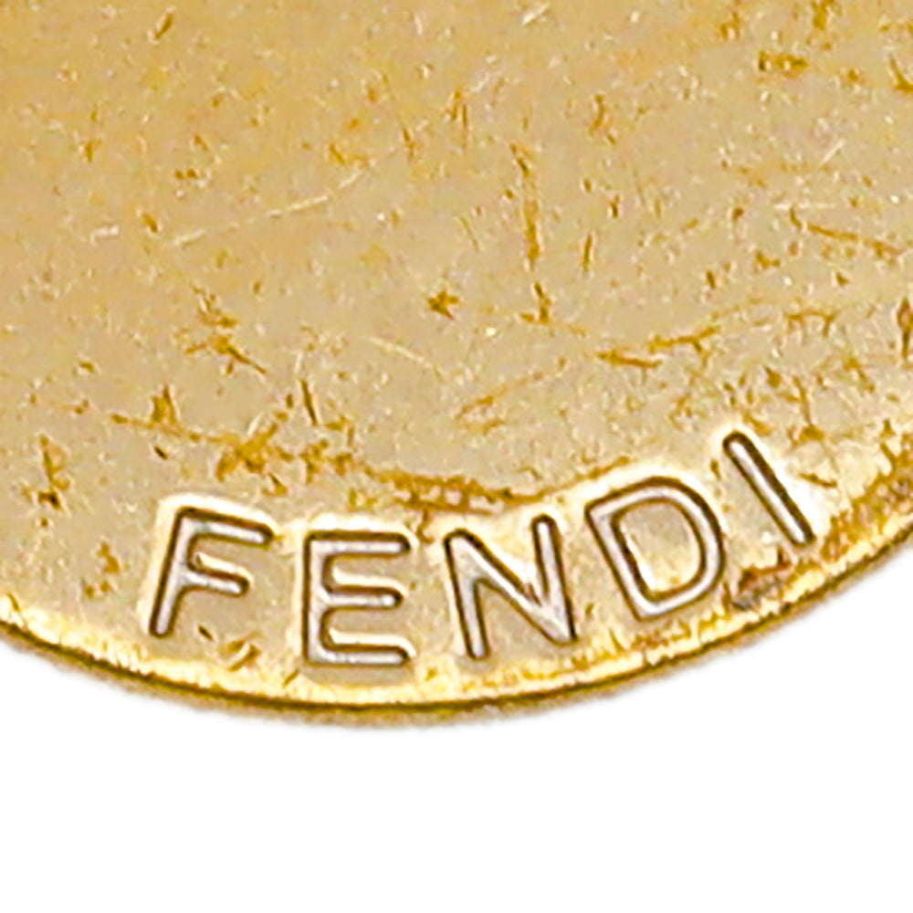 Fendi Gold Tone B Crystal Pendant