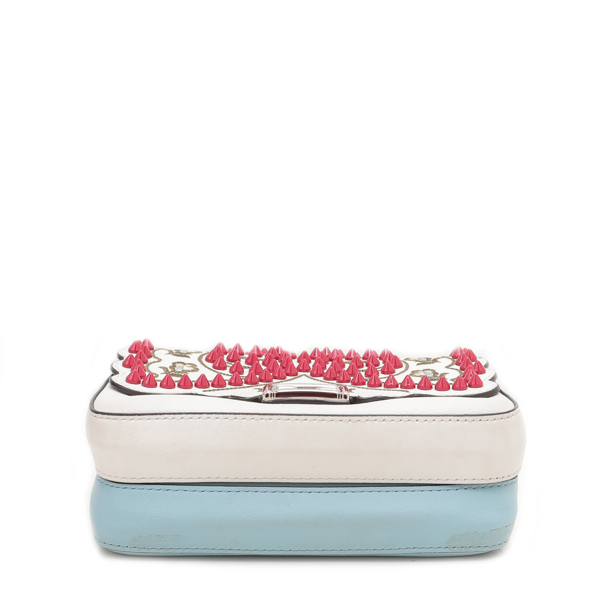 Fendi Bicolor Double Baguette Studded Embroider Bow Micro Bag