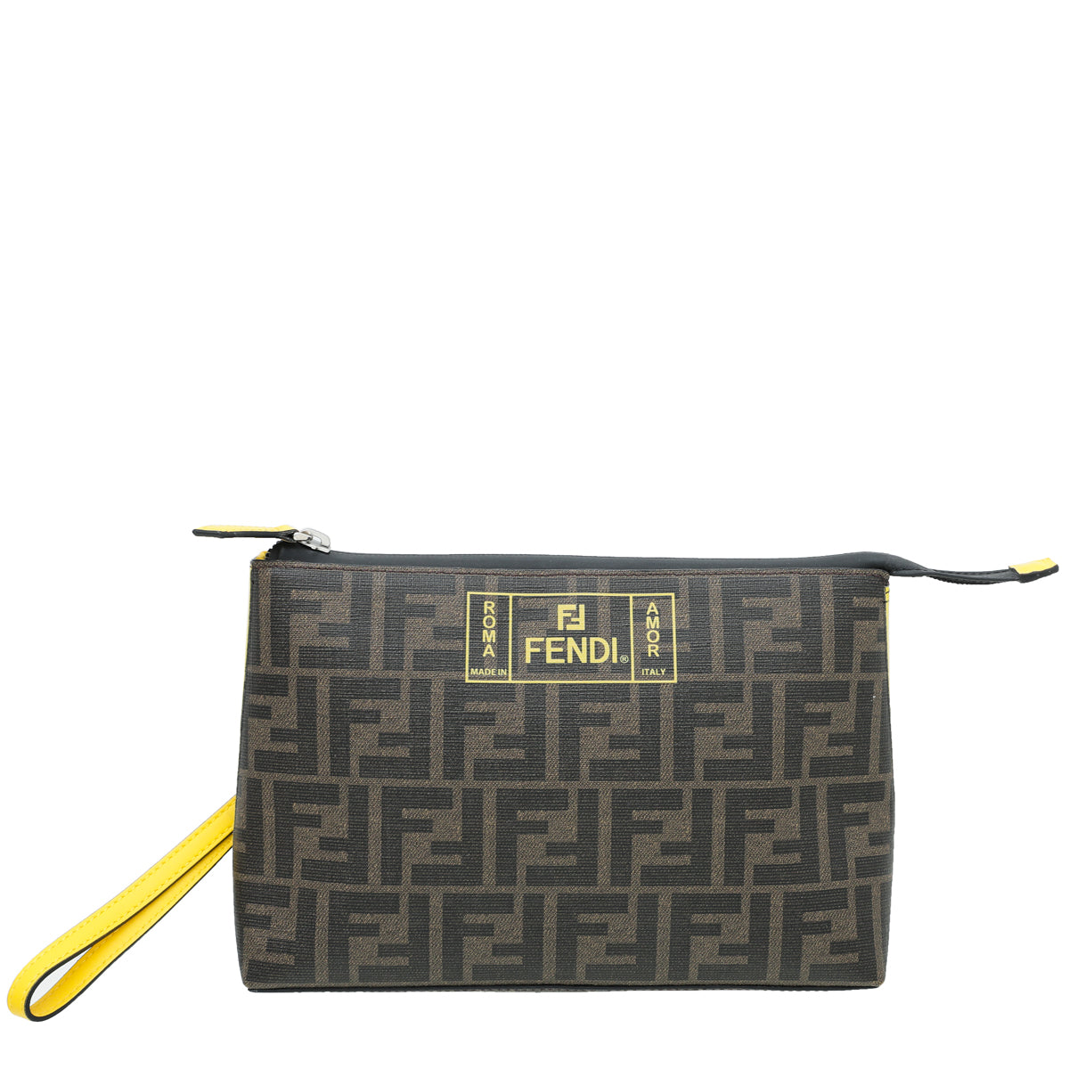 Fendi Bicolor FF Label Logo Medium Pouch