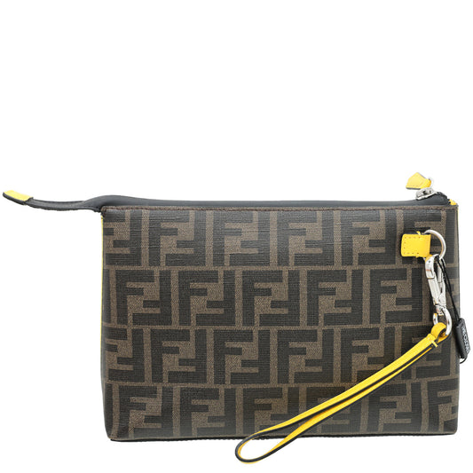 Fendi Bicolor FF Label Logo Medium Pouch