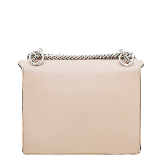 Fendi Peach Kan I Scalloped Studs Bow Flower Small Bag