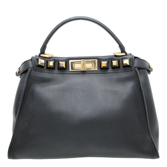 Fendi Black Peekaboo Gold Edition Studs Bag