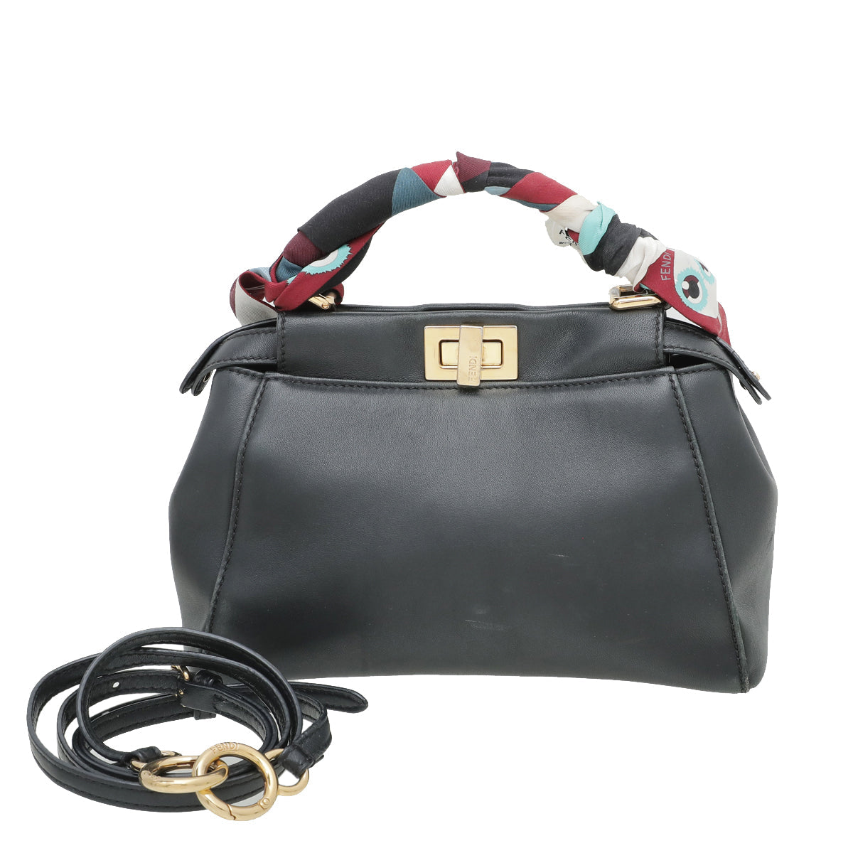 Fendi Black Peekaboo Mini Bag W- Twilly