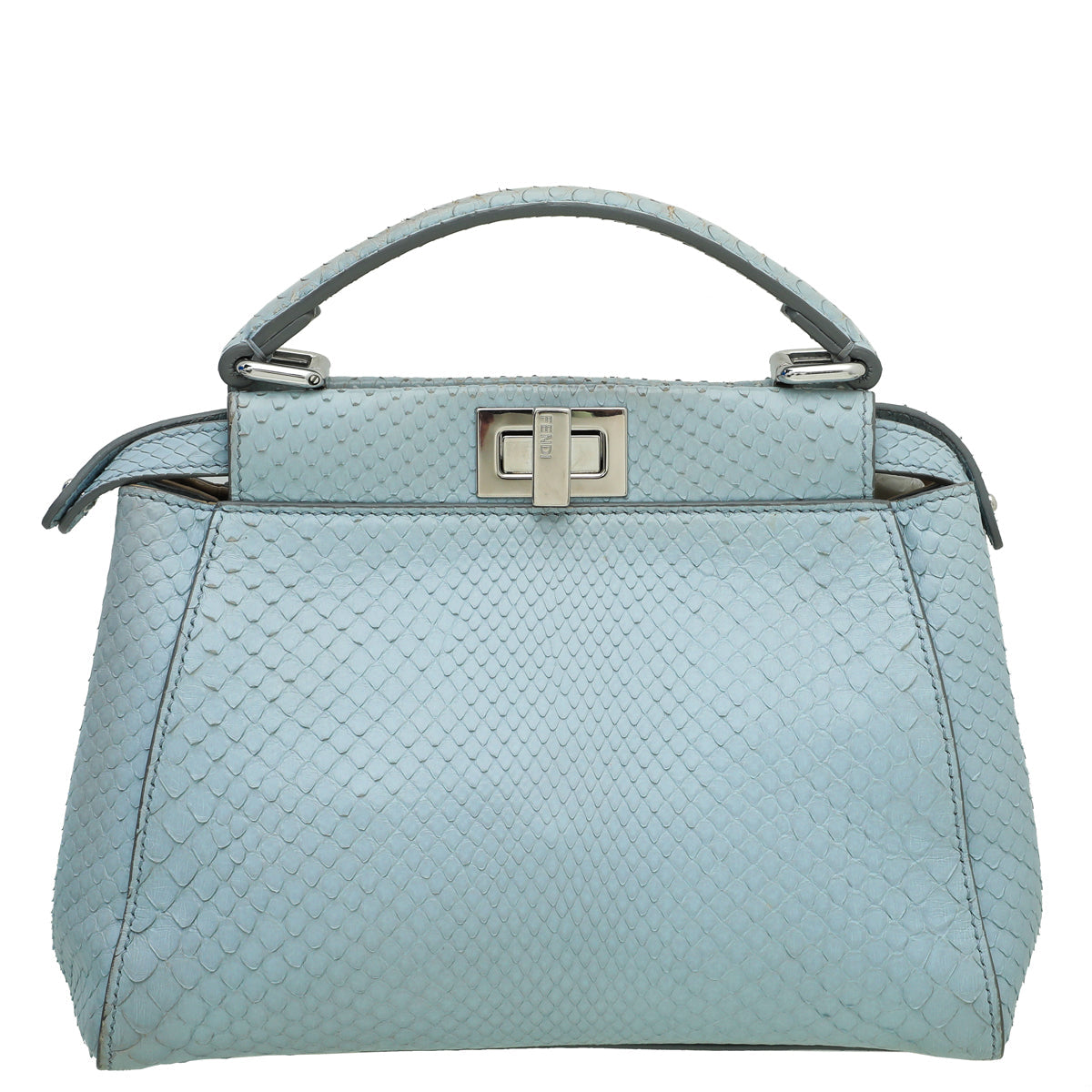 Fendi Light Blue Python Embroidered Peekaboo Bag