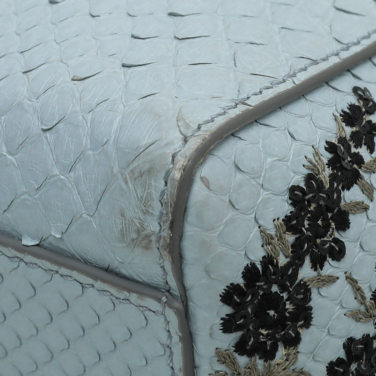 Fendi Light Blue Python Embroidered Peekaboo Bag