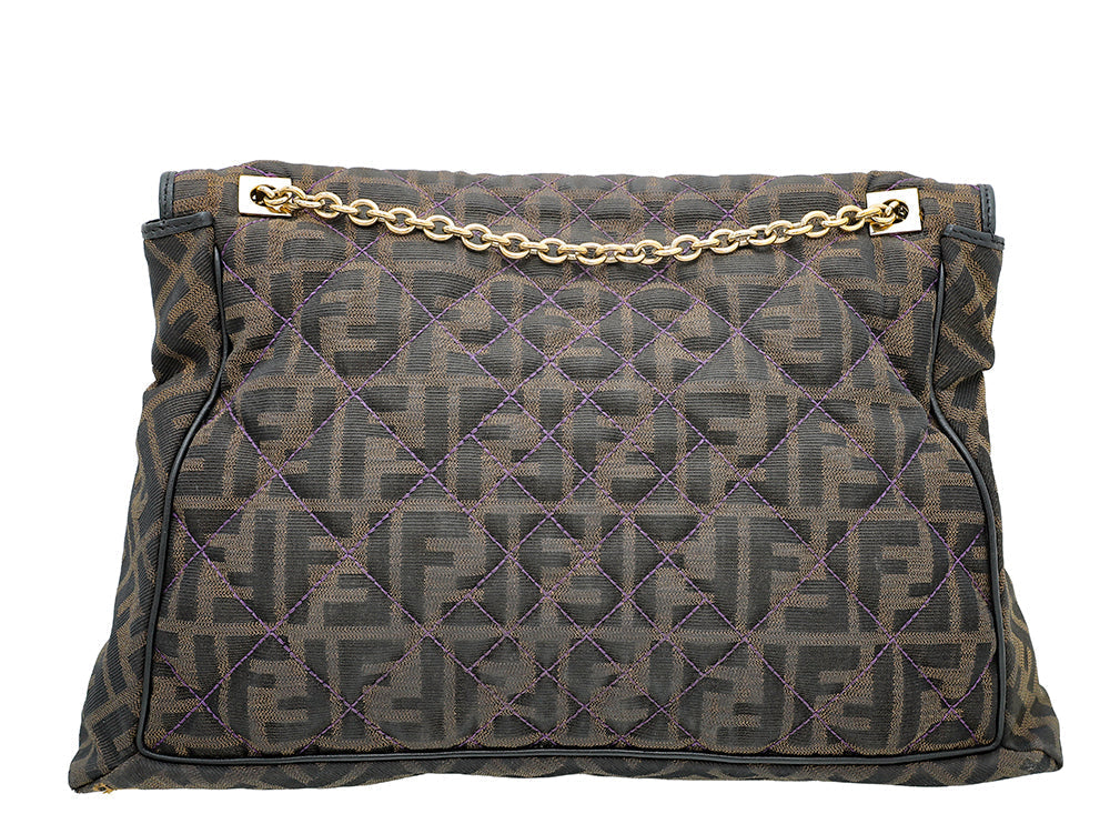 Fendi Bicolor Zucca Baguette Flap Maxi Bag