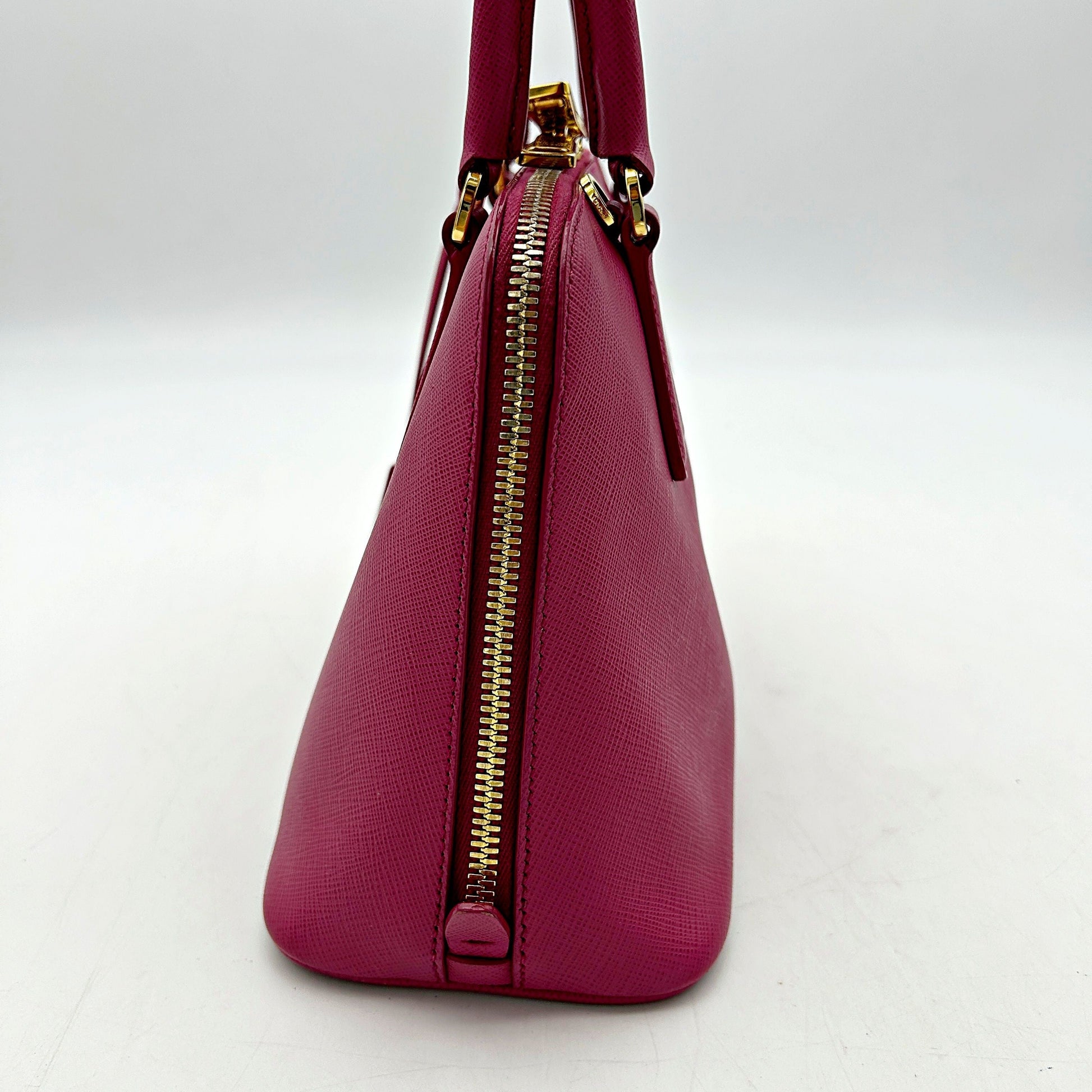 Prada Saffiano Lux Leather Promenade Medium - Red Handle Bags, Handbags LA9997