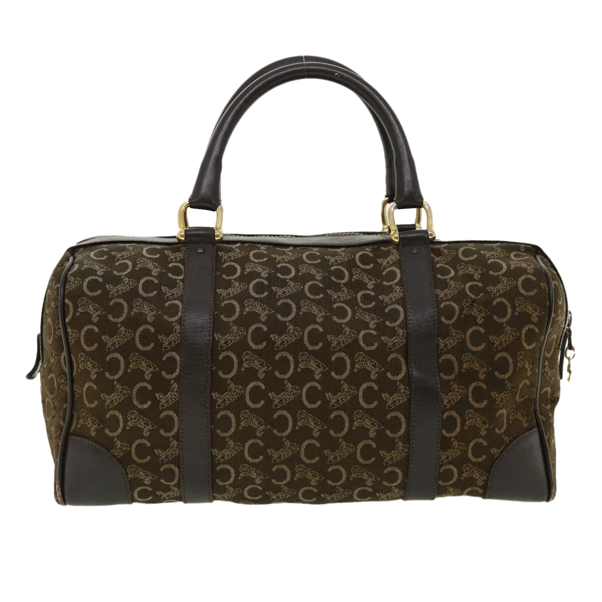 Luxury CELINE Macadam Canvas Hand Bag PVC Leather Brown fm1746